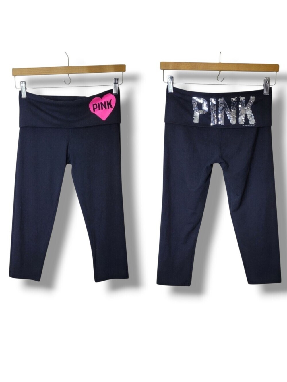 Victorias Secret PINK Fold-over Sequin Capri Leggings XS